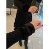 Kadın Uzun Kollu Kürk Yakalı Fermuarlı Kısa Viskon Iki Iplik Elbise