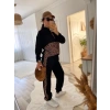 Kadın Uzun Kollu Leopar Detay Sweat Ve Yanı Leopar şerit Detay Pantolon Ikili Takım