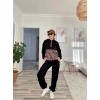 Kadın Uzun Kollu Leopar Detay Sweat Ve Yanı Leopar şerit Detay Pantolon Ikili Takım