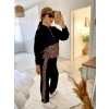 Kadın Uzun Kollu Leopar Detay Sweat Ve Yanı Leopar şerit Detay Pantolon Ikili Takım