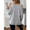 Kadın Uzun Kollu Omuzlardan Açık Askılı Triko Bluz