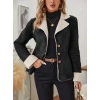 Kadın Uzun Kollu önden Düğmeli Cep Detaylı Kısa Süet Ceket