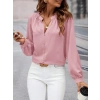 Kadın Uzun Kollu önden Düğmeli Hakim Yaka Ithal Krep Bluz