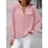 Kadın Uzun Kollu önden Düğmeli Hakim Yaka Ithal Krep Bluz