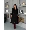 Kadın Uzun Kollu önden Fermuarlı Maxi Viskon Iki Iplik Elbise