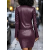 Kadın Uzun Kollu önü Açık Deri Ceket Ve Askılı Yuvarlak Yakalı Mini Elbise Ikili Takım