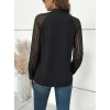 Kadın Uzun Kollu Reglan Kol Detaylı Tüllü Yakadan Bağlamalı Sandy Bluz