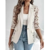 Kadın Uzun Kollu Truvakar Kol önden Düğmeli Cepli Dantelli Atlas Ceket