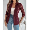Kadın Uzun Kollu Truvakar Kol önden Düğmeli Cepli Dantelli Atlas Ceket
