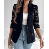 Kadın Uzun Kollu Truvakar Kol önden Düğmeli Cepli Dantelli Atlas Ceket