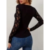Kadın Uzun Kollu V Derin Dantel Yakalı Kaşkorse Bluz