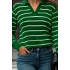 Kadın Uzun Kollu V Yaka çizgili Triko Bluz