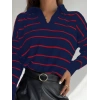Kadın Uzun Kollu V Yaka çizgili Triko Bluz