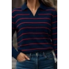 Kadın Uzun Kollu V Yaka çizgili Triko Bluz