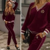 Kadın Uzun Kollu V Yaka Yakası Ve Kol Ağzı şerit Detay Kadife Takım