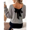 Kadın Uzun Kollu V Yakalı Arkadan Kurdela Detaylı şardonlu Kaşkorse Bluz