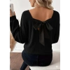 Kadın Uzun Kollu V Yakalı Arkadan Kurdela Detaylı şardonlu Kaşkorse Bluz