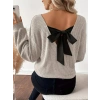 Kadın Uzun Kollu V Yakalı Arkadan Kurdela Detaylı şardonlu Kaşkorse Bluz