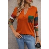 Kadın Uzun Kollu V Yakalı Cepli çok Renkli Viskon Bluz