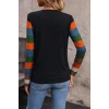 Kadın Uzun Kollu V Yakalı Cepli çok Renkli Viskon Bluz