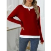 Kadın Uzun Kollu V Yakalı çift Renkli Viskon Iki Iplik Bluz
