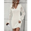 Kadın Uzun Kollu V Yakalı Mini Triko Elbise