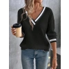 Kadın Uzun Kollu V Yakalı Waffle Bluz