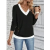 Kadın Uzun Kollu V Yakalı Yandan Düğmeli Yün Viskon Bluz