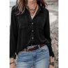 Kadın Uzun Kollu Yakalı önden Düğmeli Cep Detaylı Kadife Gömlek