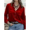 Kadın Uzun Kollu Yakalı önden Düğmeli Cep Detaylı Kadife Gömlek