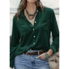 Kadın Uzun Kollu Yakalı önden Düğmeli Cep Detaylı Kadife Gömlek