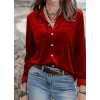 Kadın Uzun Kollu Yakalı önden Düğmeli Cep Detaylı Kadife Gömlek