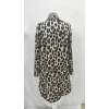 Kadın Uzun Kollu Yakalı önden Düğmeli Leopar Desenli Modal Midi Elbise