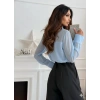 Kadın Uzun Kollu Yakalı önden Düğmeli Tül Detaylı Dokuma Viskon Bluz