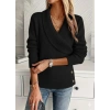 Kadın Uzun Kollu Yakalı Yandan Düğmeli Triko Bluz