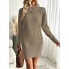Kadın Uzun Kollu Yuvarlak Yaka Mini Triko Elbise