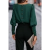 Kadın Uzun Kollu Yuvarlak Yakalı Düğmeli Ithal Krep Bluz