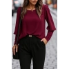 Kadın Uzun Kollu Yuvarlak Yakalı Düğmeli Ithal Krep Bluz