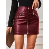 Kadın Yüksek Bel Fermuarlı Mini Deri Etek