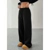 Kadın Yüksek Bel Lastikli Bağcıklı Geniş Kesim Dalgıç Pantolon