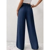 Kadın Yüksek Bel önden Bağlamalı Geniş Kesim Detaylı Uzun Pantolon