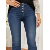 Kadın Yüksek Bel önden Düğmeli Cep Detay Ispanyol Paça Denim Pantolon