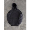 Kapşonlu Üç İplik Penye Basic SweatShirt - Füme
