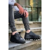 KB-056 Kuback Siyah Cilt Siyah Yüksek Taban Günlük Spor Ayakkabı