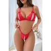 Kırmızı Dantelli Fantazi Sütyen ve G-String Takım TM2048
