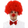 Kırmızı Renk Kıvırcık Afro Bonus Peruk Takma Saç ve Kırmızı Burun Seti (4940)