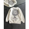 Kışlık Bisiklet Yaka Ön Ve Arka Baskılı SweatShirt - Beyaz