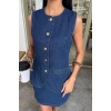 Kolsuz Yelekli Mini Etekli Denim Takım 10164