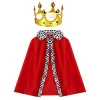 Kral Kostüm Pelerini ve Altın Renk Kral Tacı Çocuk Boy 90 cm (4940)