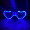 Mavi LED Işıklı Kalp Gözlük – 3 Modlu Parti - Glow Gözlüğü (4940)